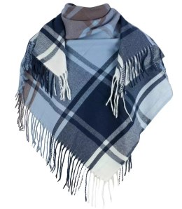 Szal szalik elegancka chusta pashmina kratka (Niebieski)