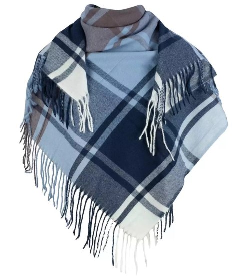 Szal szalik elegancka chusta pashmina kratka (Niebieski)