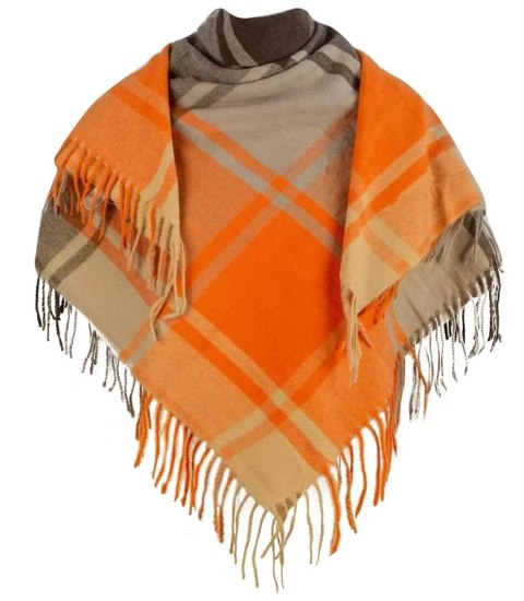 Szal szalik elegancka chusta pashmina kratka (Pomarańczowy)