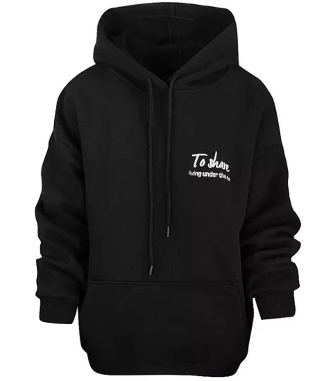 Ciepła bluza unisex bawełna napis kangurka (Czarny) S/M Ciepła bluza unisex bawełna napis kangurka (Czarny) S/M