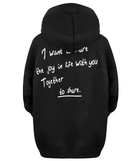 Ciepła bluza unisex bawełna napis kangurka (Czarny) S/M Ciepła bluza unisex bawełna napis kangurka (Czarny) S/M