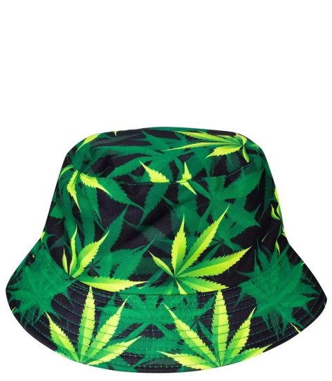 Czapka BUCKET HAT Kapelusz rybacki print listki (Zielony)