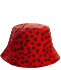 Dwustronny kapelusz BUCKET HAT print listki (Czerwony)