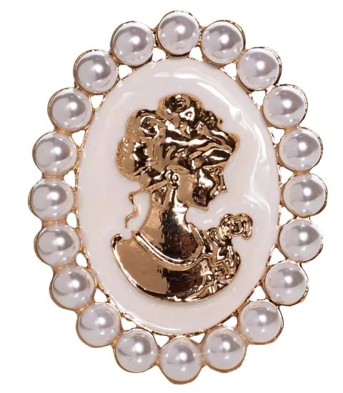 Elegancka broszka ozdobna Kamea kobieta perły (Biały || Złoty) Elegancka broszka ozdobna Kamea kobieta perły (Biały || Złoty)