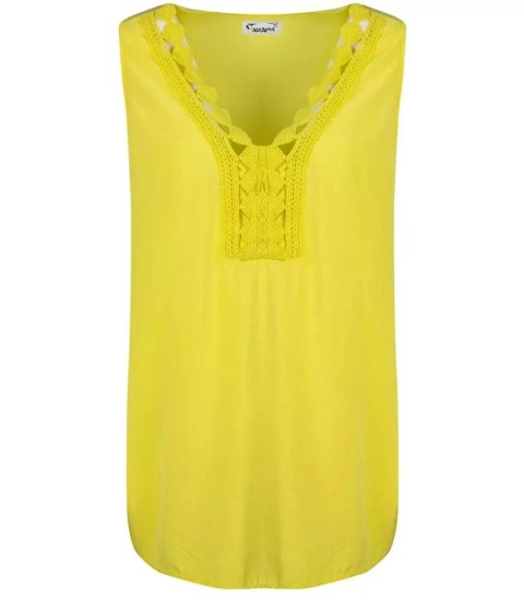 Gładki top koszulka bluzka koronka BASIC (Żółty) Gładki top koszulka bluzka koronka BASIC (Żółty)