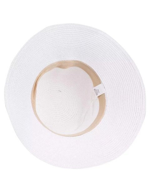 Kapelusz słomkowy damski z rafii z paskiem klasyka (Biały)