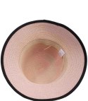 Słomkowy kapelusz damski z rafii z czarną lamówką (Różowy)