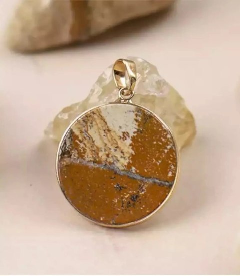 Zawieszka wisiorek w okuciu jaspis picasso (Beżowy \ Jaspis picasso)