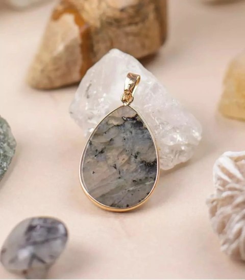 Zawieszka wisiorek wisior w okuciu labradoryt (Szary \ Labradoryt)