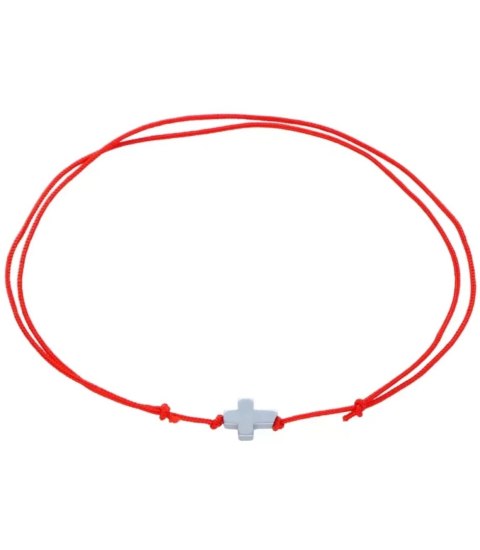 Bransoletka krzyżyk shamballa z hematytem na nogę (Srebrny) Bransoletka krzyżyk shamballa z hematytem na nogę (Srebrny)