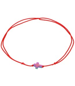 Bransoletka krzyżyk shamballa z hematytem na nogę (Wielokolorowy)