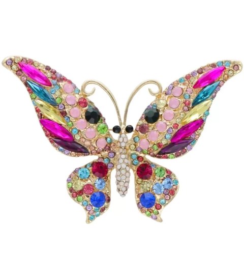 Broszka z cyrkoniami piękna ozdobna motyl motylek (Wielokolorowy) Broszka z cyrkoniami piękna ozdobna motyl motylek (Wielokolorowy)