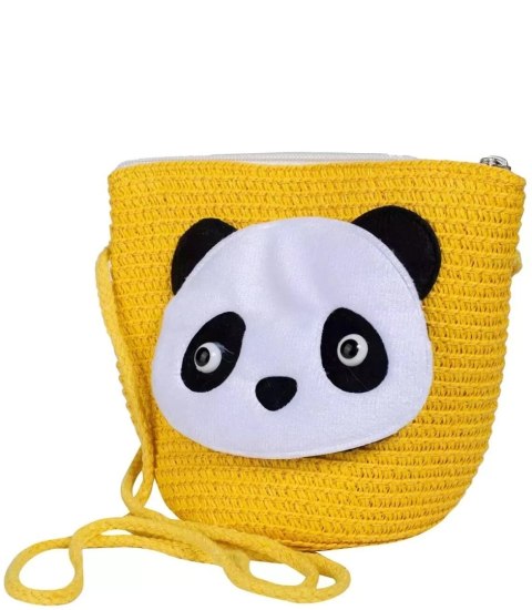 Komplet pleciony kapelusz uszy panda + torebka (Żółty) Komplet pleciony kapelusz uszy panda + torebka (Żółty)