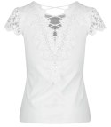 Bluzka koszulka krótki rękaw koronka IRMA (Biały)
