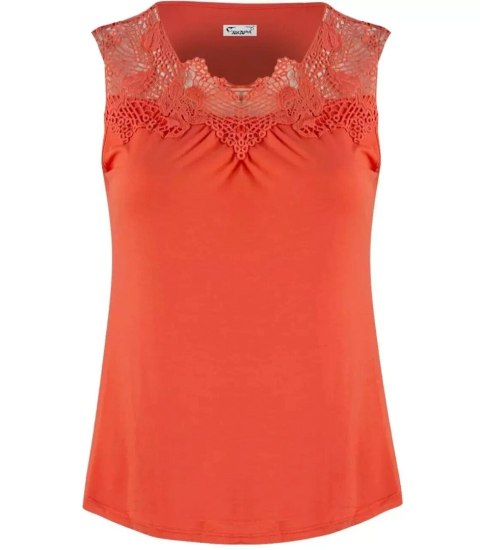 Bluzka top podkoszulka z koronką Elegancka MIKA (Pomarańczowy)