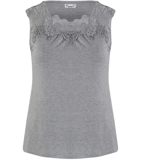 Bluzka top podkoszulka z koronką Elegancka MIKA (Szary)