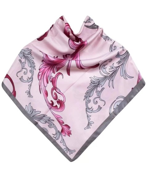 Chusta delikatna elegancka apaszka ornament liście (Szary || Różowy) Chusta delikatna elegancka apaszka ornament liście (Szary || Różowy)