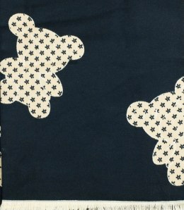 Ciepły szal szalik dwustronny misie dzianina (Beżowy || Czarny)