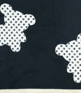 Ciepły szal szalik dwustronny misie dzianina (Biały || Czarny)