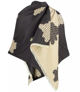 Ciepły szal szalik dwustronny misie dzianina (Brązowy || Beżowy)