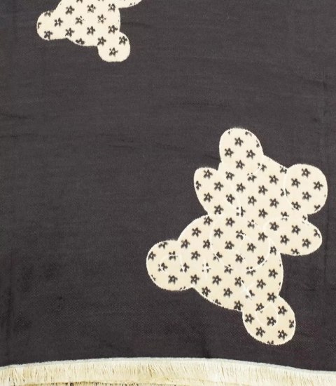 Ciepły szal szalik dwustronny misie dzianina (Brązowy || Beżowy)