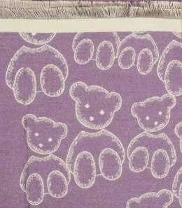 Ciepły szal szalik dwustronny misie dzianina (Fioletowy)