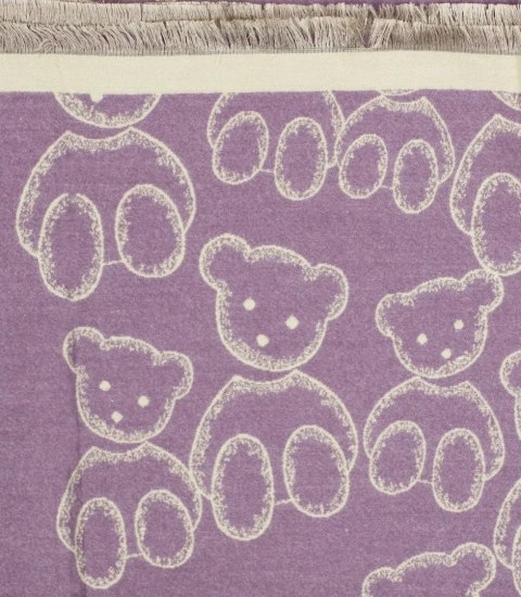 Ciepły szal szalik dwustronny misie dzianina (Fioletowy)