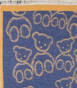 Ciepły szal szalik dwustronny misie dzianina (Granatowy)