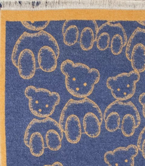 Ciepły szal szalik dwustronny misie dzianina (Granatowy)