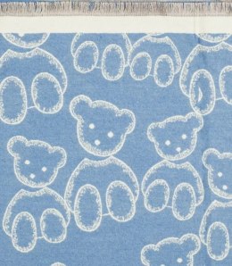 Ciepły szal szalik dwustronny misie dzianina (Niebieski)