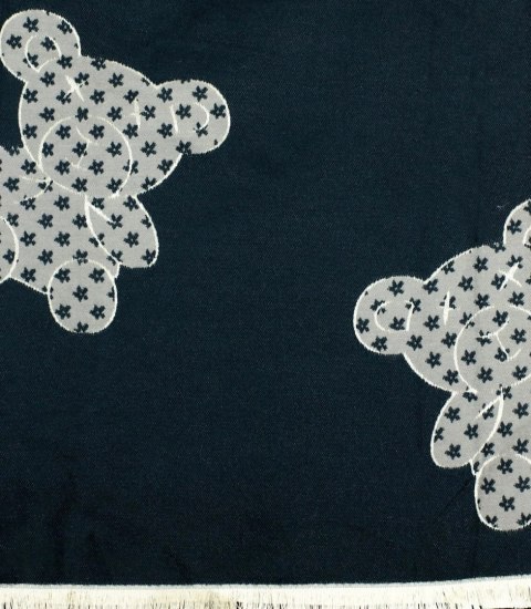 Ciepły szal szalik dwustronny misie dzianina (Szary || Czarny)