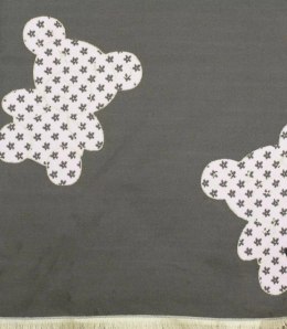 Ciepły szal szalik dwustronny misie dzianina (Szary || Różowy)