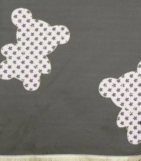 Ciepły szal szalik dwustronny misie dzianina (Szary || Różowy)