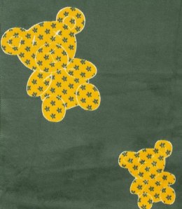 Ciepły szal szalik dwustronny misie dzianina (Zielony || Żółty)