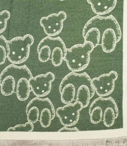 Ciepły szal szalik dwustronny misie dzianina (Zielony)