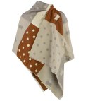 Ciepły szal szalik groszki koty patchwork dzianina (Brązowy || Wielokolorowy)