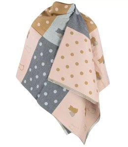 Ciepły szal szalik groszki koty patchwork dzianina (Szary || Wielokolorowy)