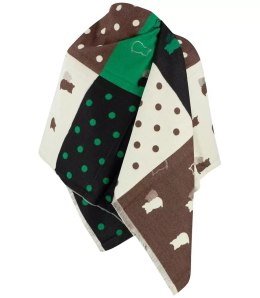Ciepły szal szalik groszki koty patchwork dzianina (Zielony || Wielokolorowy)
