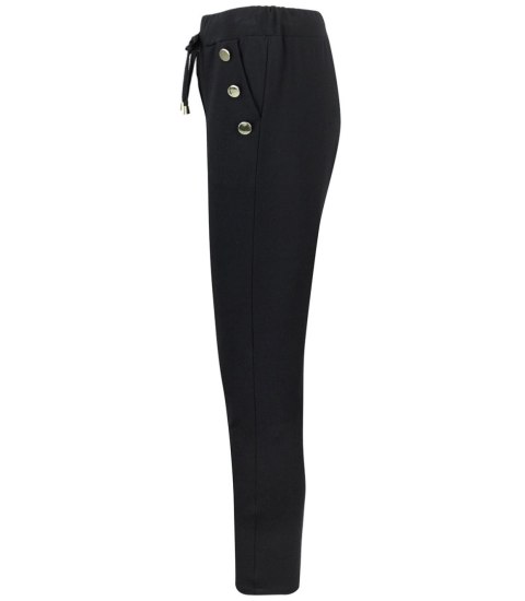 Eleganckie spodnie materiałowe z guzikami MARTA (Czarny) 36 Eleganckie spodnie materiałowe z guzikami MARTA (Czarny) 36
