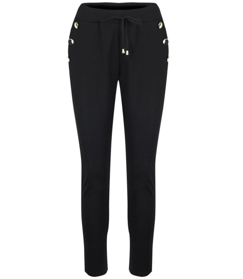Eleganckie spodnie materiałowe z guzikami MARTA (Czarny) 36 Eleganckie spodnie materiałowe z guzikami MARTA (Czarny) 36