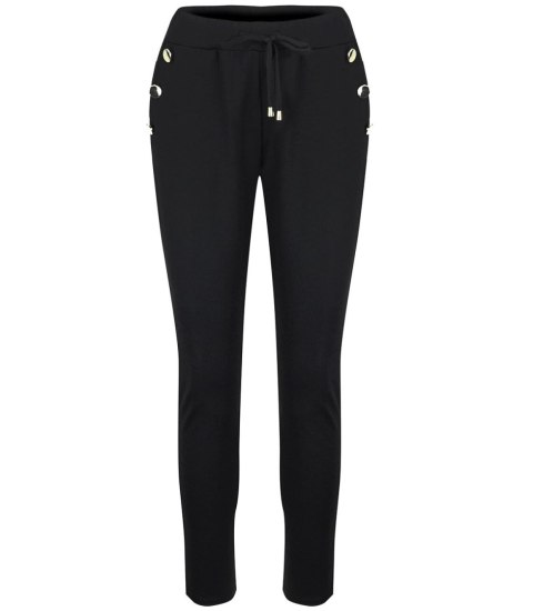 Eleganckie spodnie materiałowe z guzikami MARTA (Czarny) 36 Eleganckie spodnie materiałowe z guzikami MARTA (Czarny) 36