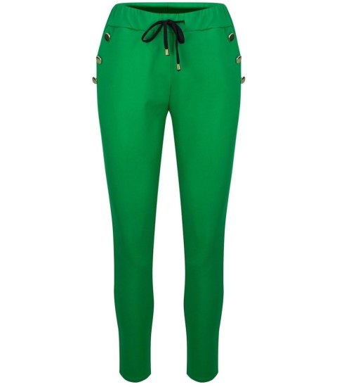 Eleganckie spodnie materiałowe z guzikami MARTA (Zielony) 36