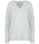 Klasyczny sweter kardigan w groszki Elegancki NELA (Biały)