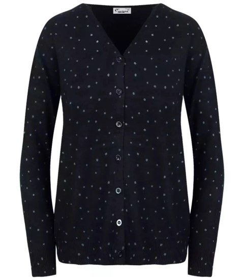 Klasyczny sweter kardigan w groszki Elegancki NELA (Czarny) Klasyczny sweter kardigan w groszki Elegancki NELA (Czarny)