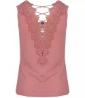 Koszulka top podkoszulka koronkowy tył IZA (Różowy)