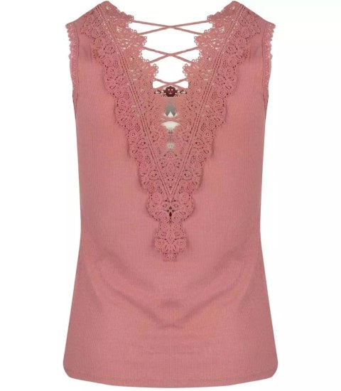 Koszulka top podkoszulka koronkowy tył IZA (Różowy)