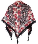 Piękna chusta szalik z frędzlami print w kwiaty (Wielokolorowy || Czarny)