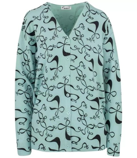 Sweter w kokardki z cyrkoniami Elegancki WIKTORIA (Zielony) Sweter w kokardki z cyrkoniami Elegancki WIKTORIA (Zielony)
