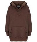 Ciepła gładka bluza oversize kaptur JANET (Brązowy)