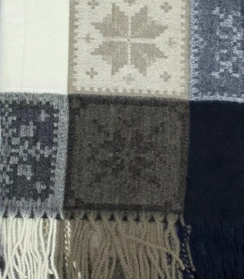 Ciepły szal szalik krata kratka dzianina długi (Biały || Wielokolorowy) Ciepły szal szalik krata kratka dzianina długi (Biały || Wielokolorowy)